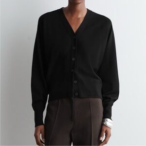 COS Black Pure Wool Cardigan Sweater